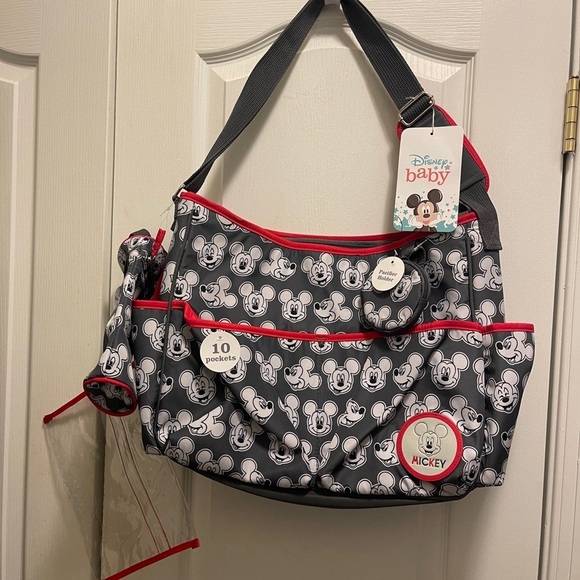 Disney Handbags - Disney Mickey Toss Print Satchel Wet Pack Changing Pad 
Pacifier& Bottle Holder